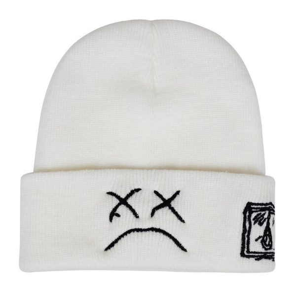 brand lil peep beanie cap sad boy face knitted hat for winter 3696 - Lil Peep Store