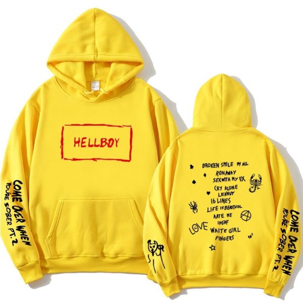 come over when you’re sober pt2– sad face hoodie 2643 - Lil Peep Store