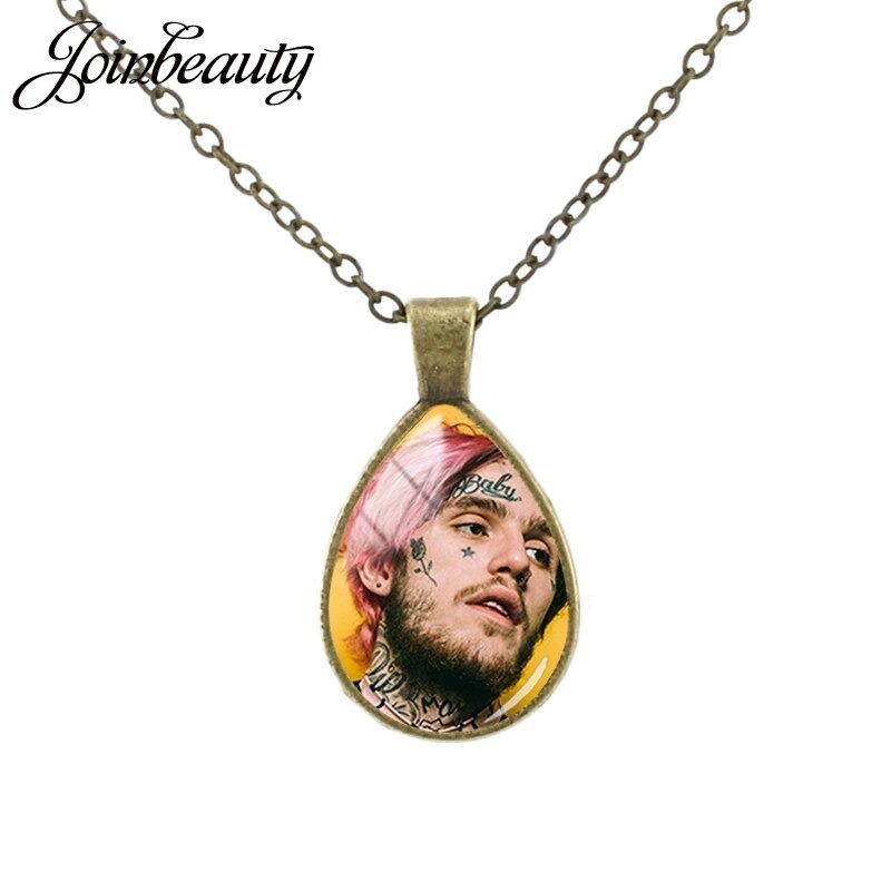 lil peep rap singer photo tear drop pendant necklace 6555 - Lil Peep Store