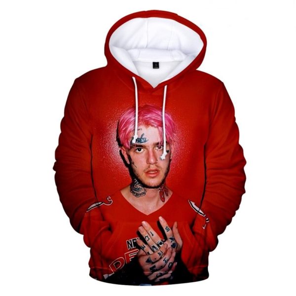 lil peep red 3d graphic hoodie 8777 - Lil Peep Store